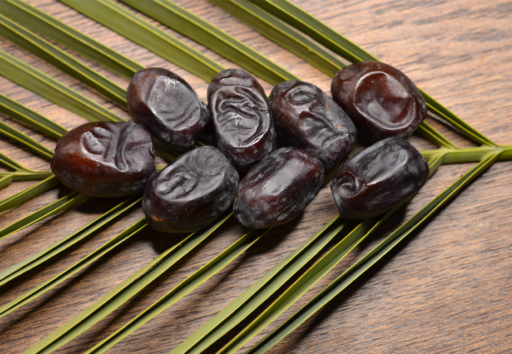 mazafati Iranian dates in the leaf of palm tree 