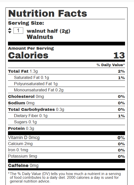 walnut nutrition